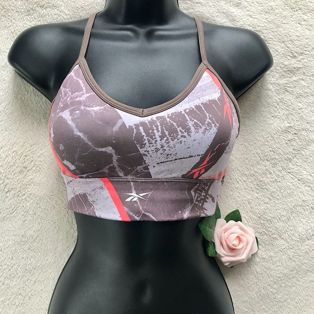 Reebok Workout Ready AOP marble print sports bra - Picture 2 of 10